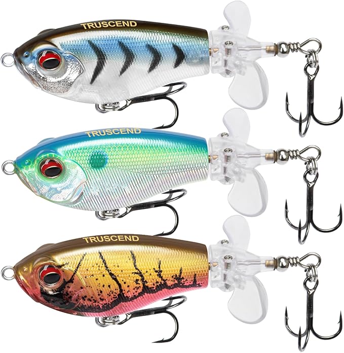 TRUSCEND PoPobait with BKK Hooks, Top Water Plopper Fishing Lures for Bass Walleye Pike Catfish Musky Perch, Floating Lure for Freshwater or Saltwater, Amazing Teasers Fishing Gifts for Family Fishing