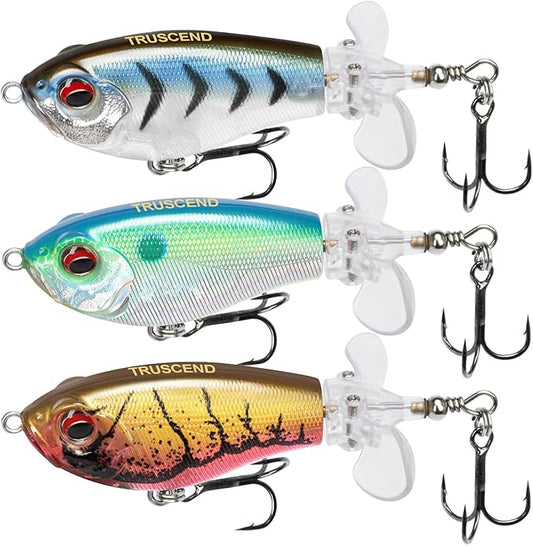 TRUSCEND PoPobait with BKK Hooks, Top Water Plopper Fishing Lures for Bass Walleye Pike Catfish Musky Perch, Floating Lure for Freshwater or Saltwater, Amazing Teasers Fishing Gifts for Family Fishing