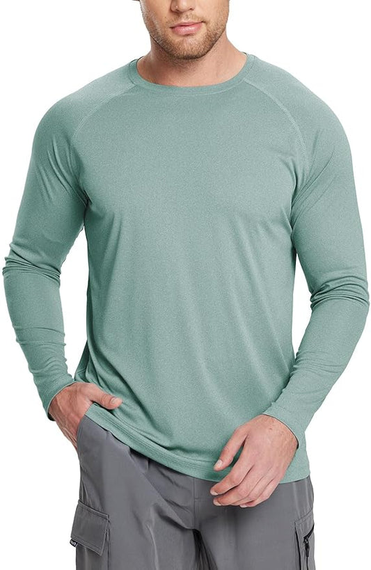 baleaf Men's Sun Protection Shirts UV SPF UPF 50+ Long Sleeve Rash Guard Fishing Running Quick Dry Lightweight