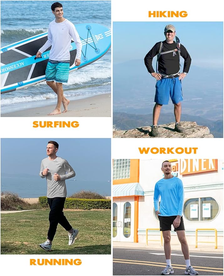 NAVISKIN Men's Rash Guard Shirts Swim Shirts UPF 50+ UV Sun Protection Long Sleeve Shirts Lightweight Quick Dry