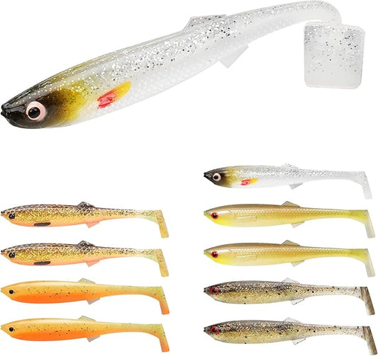 TRUSCEND Easy Catch Soft Lures, Unique Vibrating Swim Action and Trembly Sinking Move for More Bites, Amazing Soft Swimbaits for Family Fishing, Well-Made Fishing Lures for Bass Trout Crappie Walleye