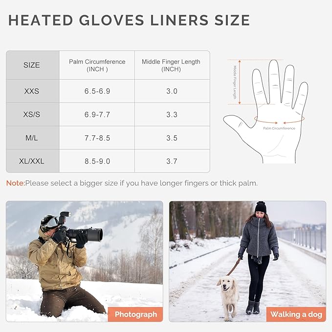 SAVIOR HEAT Heated Glove Liners for Men Women, Rechargeable Battery Electric Heated Gloves, Winter Warm Glove Liners, Thin Gloves Riding Ski Snowboarding Hiking Cycling Hand Warmers