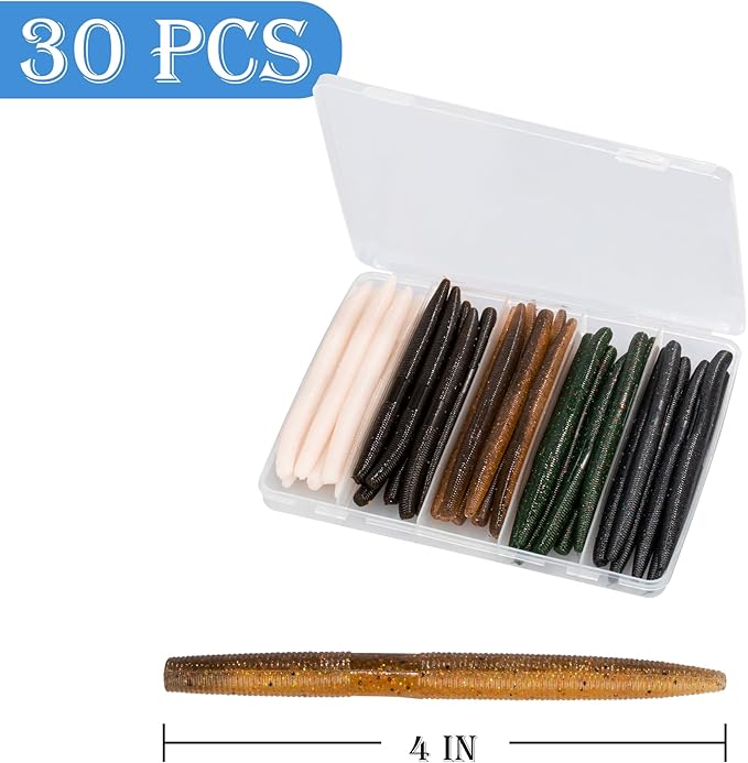 Senko Worms Kit – 4"/5" Soft Plastic Fishing Lures with Salt Impregnation for Bass Fishing