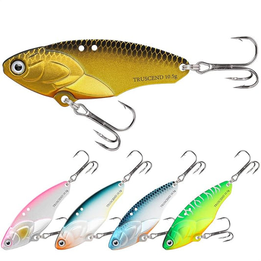 TRUSCEND Swimming or Jigging Fishing Spinners with Two-Way Spinning Spoons System, Rooster Tail Fishing Lures with Flash Copper Body & Blade, Freshwater and Saltwater Blade Bait for Bass Walleye Trout