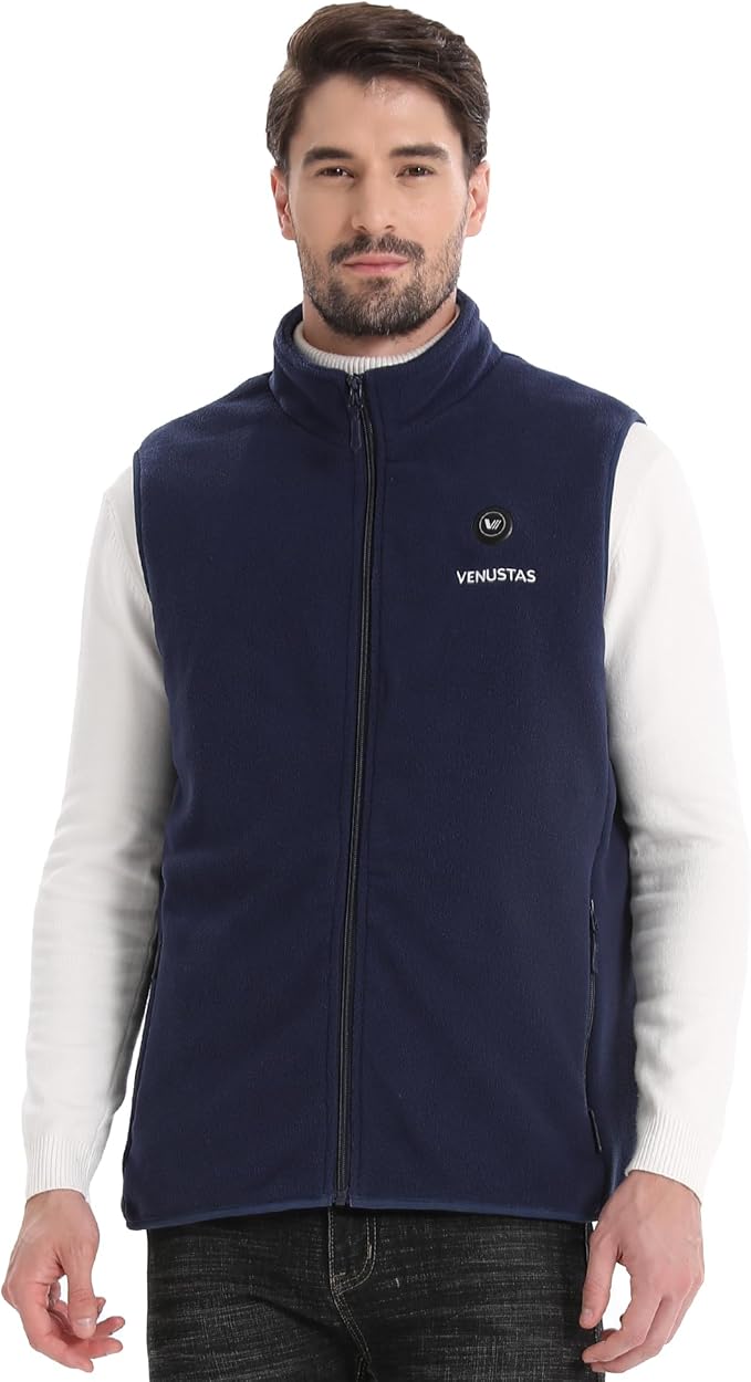 Venustas Men's Fleece Heated Vest with Battery, Lightweight Insulated Electric Vest
