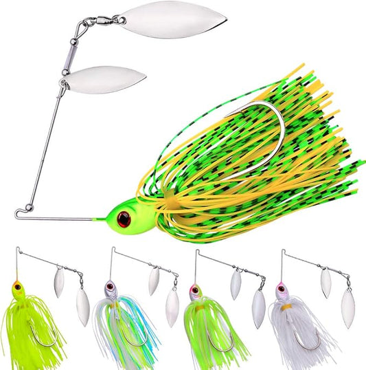 Spinnerbait Fishing Lure, Hard Metal Jig Spinner Baits Kits Swimbait for Bass Trout Pike Salmon Walleye Freshwater Saltwater 5pcs/Pack