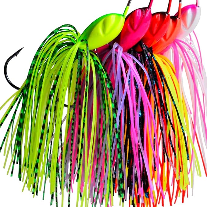 Spinnerbait Fishing Lure, Hard Metal Jig Spinner Baits Kits Swimbait for Bass Trout Pike Salmon Walleye Freshwater Saltwater 5pcs/Pack