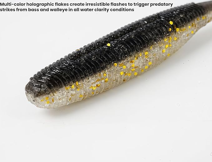 Slow Sinking Soft Fishing Lures Paddle Tail Worm Kit, 3in /3.7in /4.5in - 6 Colors Tail-Wagging Soft Baits with Salt-Infused for Bass/Walleye/Crappie Finesse Fishing,48/60/90Pack.