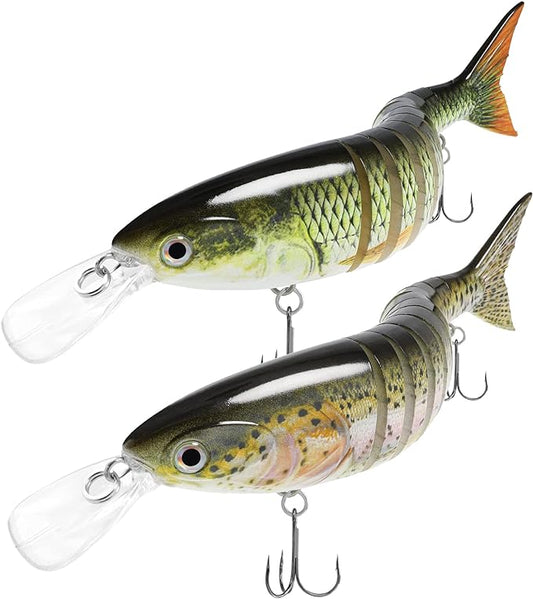 TRUSCEND Easy Catch Swimmax, Magic Noisy Turbulent Wiggling and Vibrating Actions for More Bites, Segmented Swimbait Jointed by Dyneema Strongest Fiber, Lifelike Fishing Lures for Relax Family Fishing