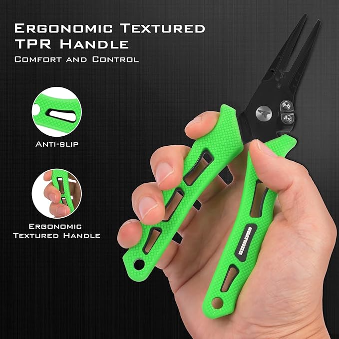 KastKing Cutthroat 7 inch Fishing Split Ring Pliers, 420 Stainless Steel Fishing Tools, Saltwater Resistant Fishing Gear, Tungsten Carbide Cutters