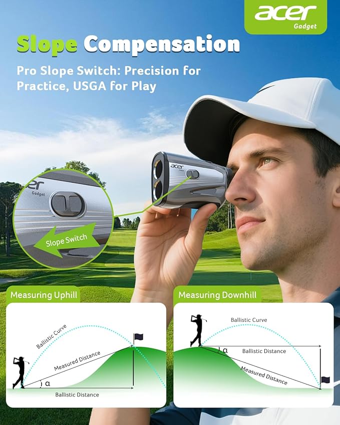 Acer Gadget Golf Rangefinder with Slope - 1200/1700Yards Laser Range Finder for Hunting, 6X Magnification Rangefinders Golf with Flag Pole Locking Vibration, Rechargeable Magnetic Golfing Gift for Men
