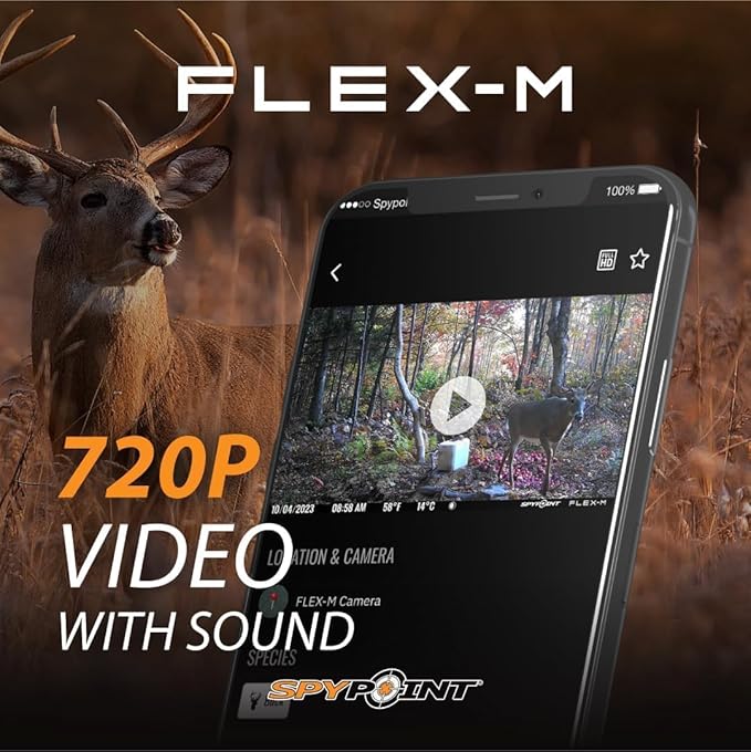 SPYPOINT Flex-M Twin Pack Cellular Trail Cameras - 2 SD Cards Included, Best Hunting Accessories, No WiFi Needed, GPS, Night Vision, IP65 Water-Resistant, 28MP Photos, & 720p Videos + Sound (2)
