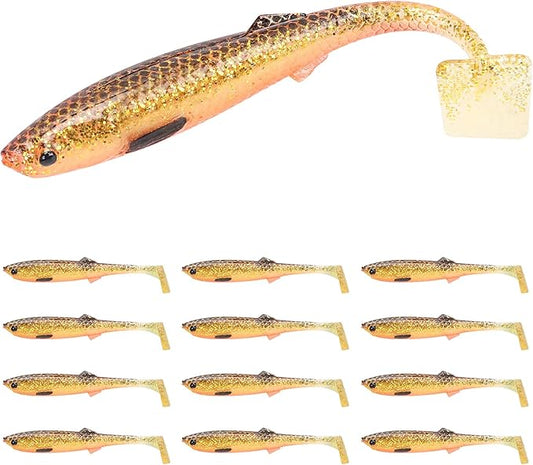 TRUSCEND Easy Catch Soft Lures, Unique Vibrating Swim Action and Trembly Sinking Move for More Bites, Amazing Soft Swimbaits for Family Fishing, Well-Made Fishing Lures for Bass Trout Crappie Walleye