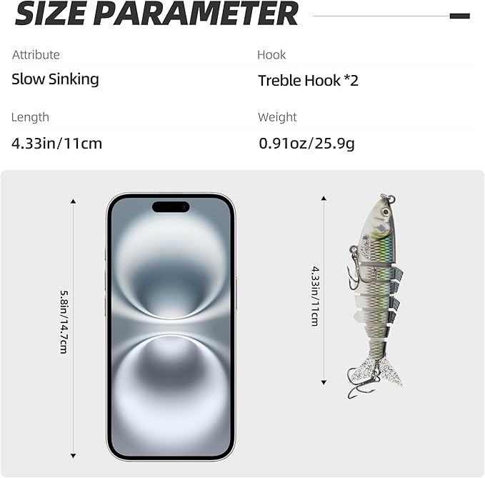 5PCS Lifelike Fishing Lures – Multi-Jointed Swimbait for Bass, Trout, Crappie, Walleye, Pike, Realistic Action with 3D Fish Eyes and Sharp Hooks, Perfect for Fishing Kits in Saltwater & Freshwater