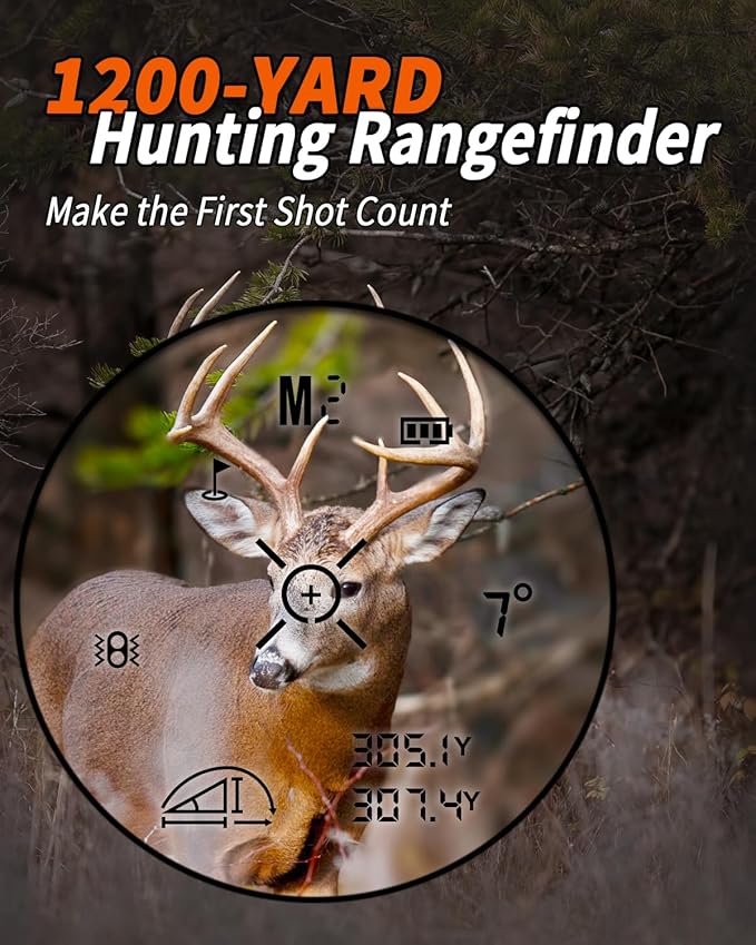 WOSPORTS Hunting Rangefinder, 1200-Yard/1500-Yard Range Finder for Hunter with Distance/Angle/Speed/Scan Multi Functional, 6X Magnification