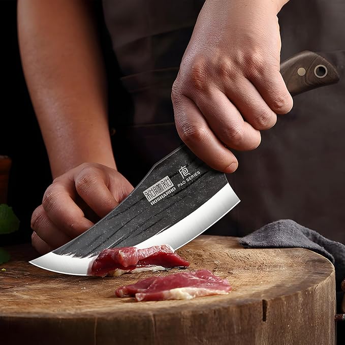 6 Inch Viking Knife, High Carbon Steel Japanese Kitchen Chef Knife, Hand Forged Butcher Knife for Meat Cutting, Multipurpose Cooking Knives for Home & Camping & BBQ