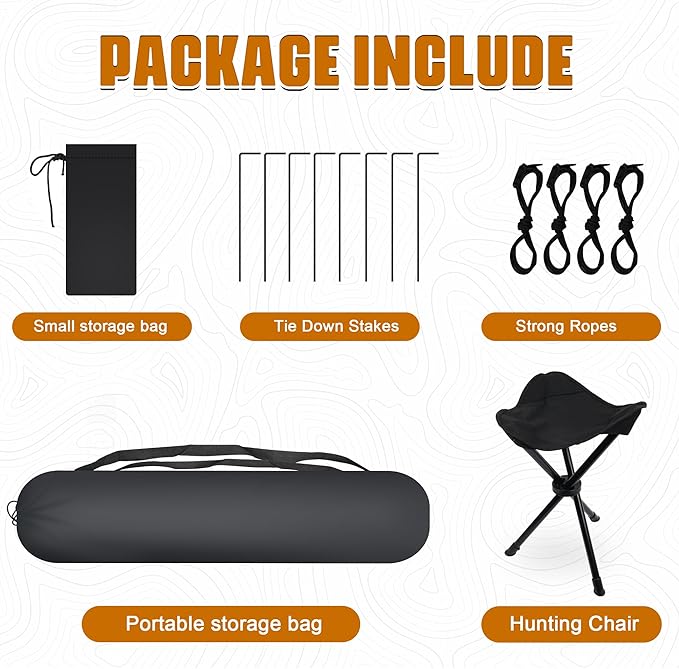 Wide Bottom Hunting Blind 3/4 Person with Portable Chair, 270 Degree See Through Pop up Ground Blinds for Deer Turkey Duck Hunting, Bow Hunting Adjust Windows with Silent Zipper