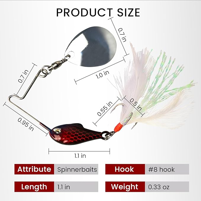 4 pcs Spinnerbait Fishing Lures, Spoon Rig Lures, Blade Spinner Baits with Treble Hook, Slow Sinking Swimbait Metal Jig Kit for Freshwater Saltwater Smallmouth & Spotted Bass Trout Crappie