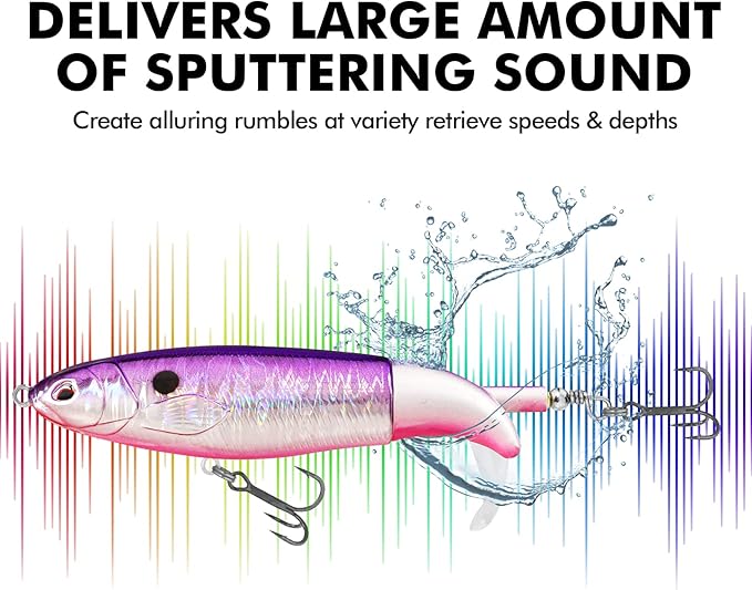 TRUSCEND PoPobait with BKK Hooks, Top Water Plopper Fishing Lures for Bass Walleye Pike Catfish Musky Perch, Floating Lure for Freshwater or Saltwater, Amazing Teasers Fishing Gifts for Family Fishing