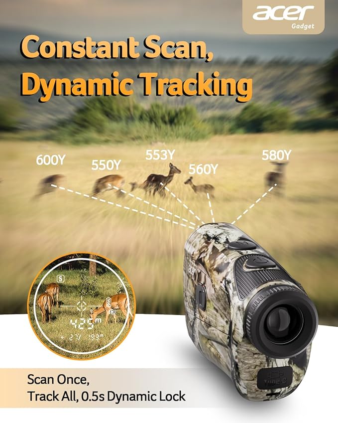 Acer Gadget Golf Rangefinder with Slope - 1200/1700Yards Laser Range Finder for Hunting, 6X Magnification Rangefinders Golf with Flag Pole Locking Vibration, Rechargeable Magnetic Golfing Gift for Men