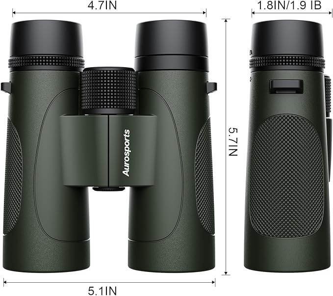 12x42 UHD Binoculars for Adults High Powered: Waterproof for Bird Watching - Large View, Lightweight, Fogproof Binoculars for Hunting Hiking Bird Watching Travel Cruise Green