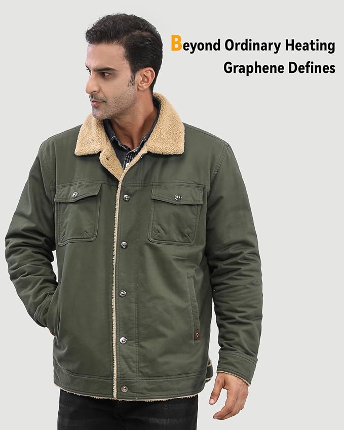 Wulcea Graphene Heated Jacket for Men 12V Fast Charge 18400mAh Large Capacity