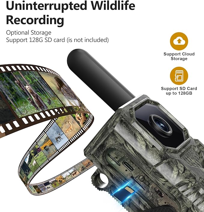 4G LTE Cellular Trail Camera, 6K GPS Solar Battery Powered Game Camera 0.1s Trigger Motion Activated, IP67 Waterproof Trail Cam, Night Vision Wildlife Monitor Cameras, Built-in SIM Card,120 Wide Angle