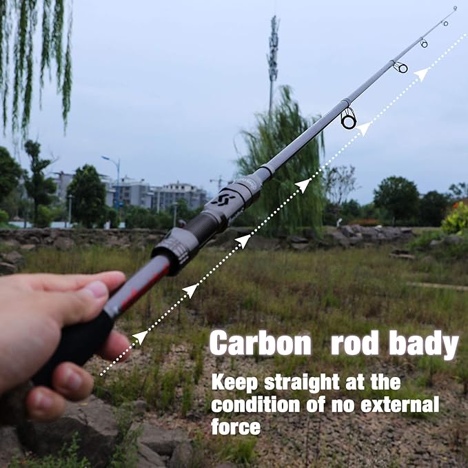 Sougayilang Telescopic Fishing Rod - 24 Ton Carbon Fiber,CNC Machined Reel Seat, Comfortable EVA Handle, Travel Fishing Rod for Bass Trout Fishing