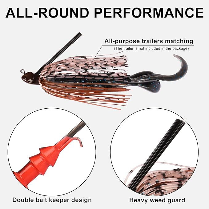 TRUSCEND Fishing Jigs with Ultra Smooth Teflon Hook, Tour Grade Titanium Weed Guard Swim Jigs, Valuable Weedless Skirted Jig, Well-Made Fishing Lures for Crappie Bass Trout, Freshwater Fishing Gear