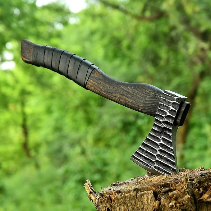 AX-7000 Custom Gift Forged Carbon Steel Viking Axe with Ash Wood Handle, Throwing Axe, Camping Axe (AX-7003)