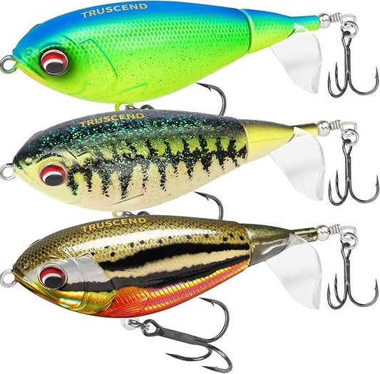 TRUSCEND PoPobait with BKK Hooks, Top Water Plopper Fishing Lures for Bass Walleye Pike Catfish Musky Perch, Floating Lure for Freshwater or Saltwater, Amazing Teasers Fishing Gifts for Family Fishing
