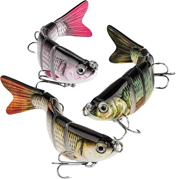 Bass Fishing Lure for Freshwater and Saltwater Lifelike Fishing Lures Multi Jointed Swimbait for Bass Trout Crappie Walleye Pike Fishing Gifts for Men