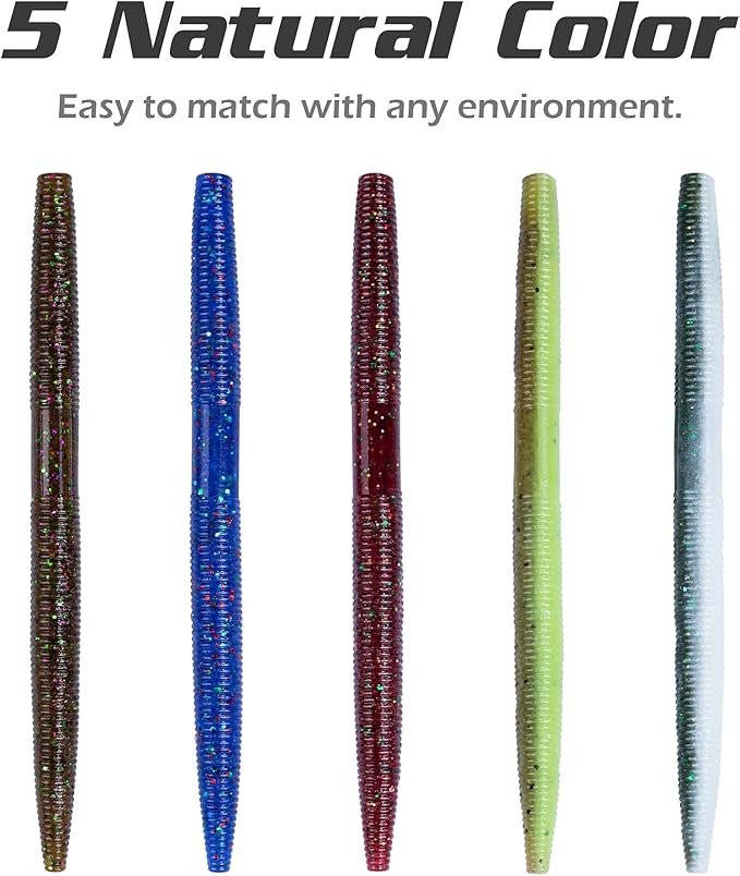 Senko Worms Kit – 4"/5" Soft Plastic Fishing Lures with Salt Impregnation for Bass Fishing