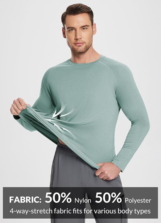 baleaf Men's Sun Protection Shirts UV SPF UPF 50+ Long Sleeve Rash Guard Fishing Running Quick Dry Lightweight