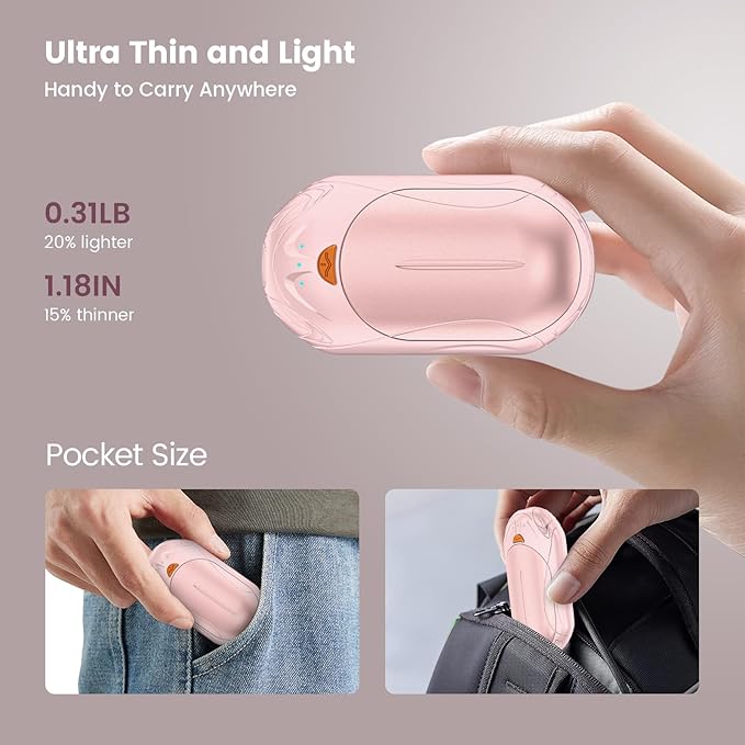 AI Hand Warmers Rechargeable 2 Pack,6000mAh Rechargeable Hand Warmer,20Hrs Long Heating Electric Hand Warmer,Portable Pocket Heater,Pocket Size Hand Warmer, Gifts for Christmas