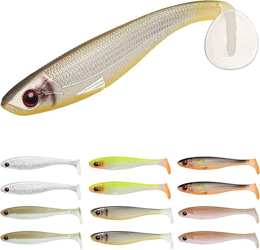 TRUSCEND Easy Catch Soft Lures, Unique Vibrating Swim Action and Trembly Sinking Move for More Bites, Amazing Soft Swimbaits for Family Fishing, Well-Made Fishing Lures for Bass Trout Crappie Walleye