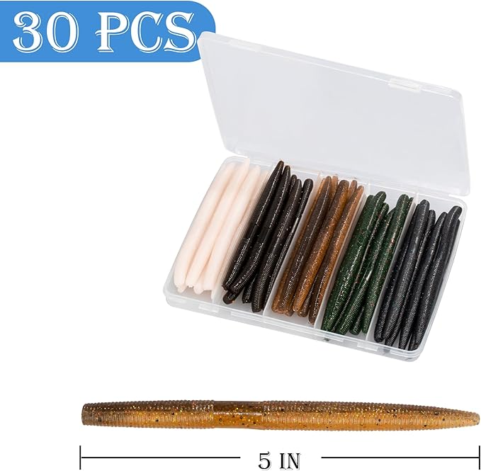 Senko Worms Kit – 4"/5" Soft Plastic Fishing Lures with Salt Impregnation for Bass Fishing