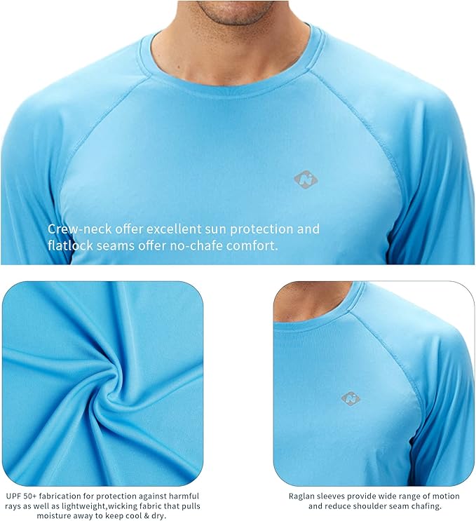 NAVISKIN Men's Rash Guard Shirts Swim Shirts UPF 50+ UV Sun Protection Long Sleeve Shirts Lightweight Quick Dry