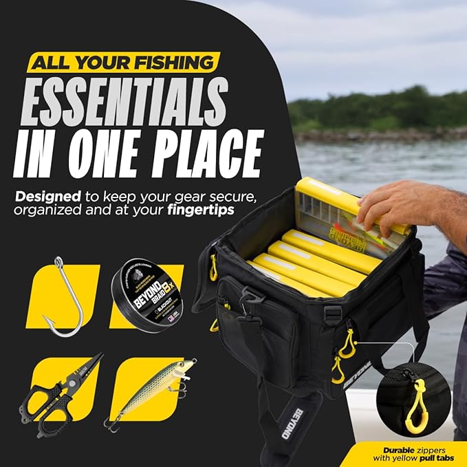 Beyond Fishing Hauler Tackle Bags - Water Resistant With Hard Molded Bottom - Perfect for Fresh Water & Salt Water Fishing Tackle Storage - Holds Tackle Boxes and Fishing Gear