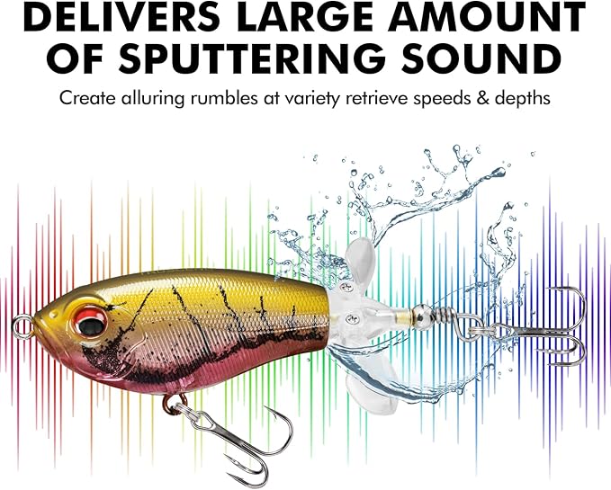 TRUSCEND PoPobait with BKK Hooks, Top Water Plopper Fishing Lures for Bass Walleye Pike Catfish Musky Perch, Floating Lure for Freshwater or Saltwater, Amazing Teasers Fishing Gifts for Family Fishing
