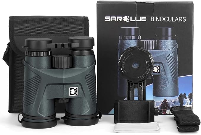 10x42 Binoculars for Adults with Smartphone Adapter, BAK4 Prism and FMC Lens, HD Professional Binoculars for Bird Watching Travel Hunting Wildlife Watching Outdoor Concerts Sports