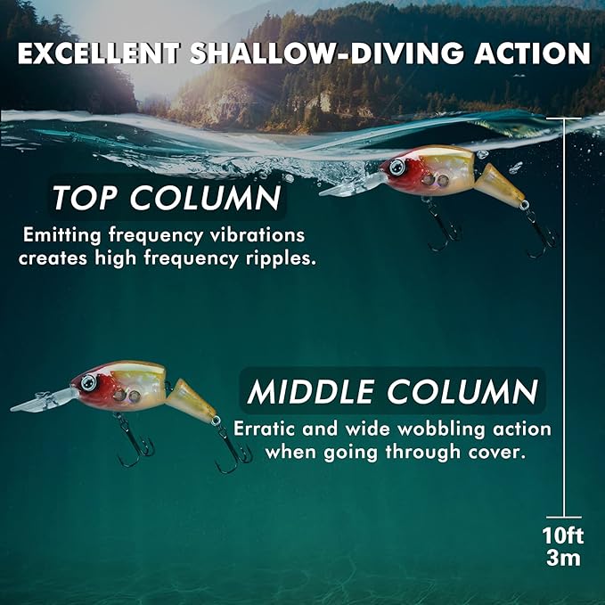 TRUSCEND Easy Catch Swimmax, Magic Noisy Turbulent Wiggling and Vibrating Actions for More Bites, Segmented Swimbait Jointed by Dyneema Strongest Fiber, Lifelike Fishing Lures for Relax Family Fishing