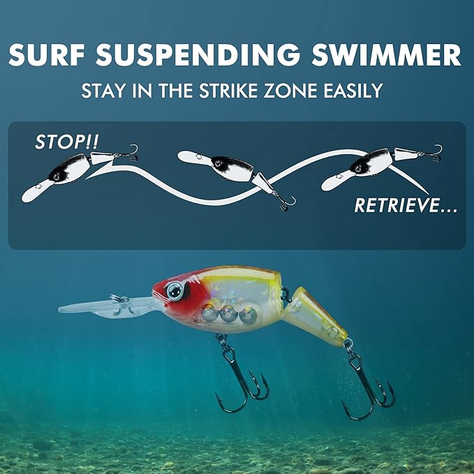 TRUSCEND Easy Catch Swimmax, Magic Noisy Turbulent Wiggling and Vibrating Actions for More Bites, Segmented Swimbait Jointed by Dyneema Strongest Fiber, Lifelike Fishing Lures for Relax Family Fishing
