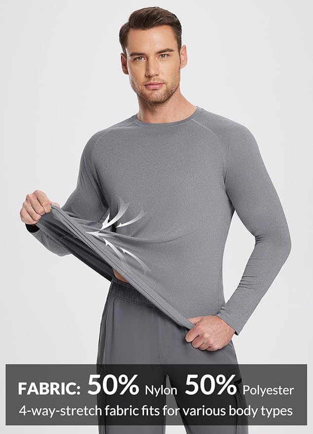 baleaf Men's Sun Protection Shirts UV SPF UPF 50+ Long Sleeve Rash Guard Fishing Running Quick Dry Lightweight