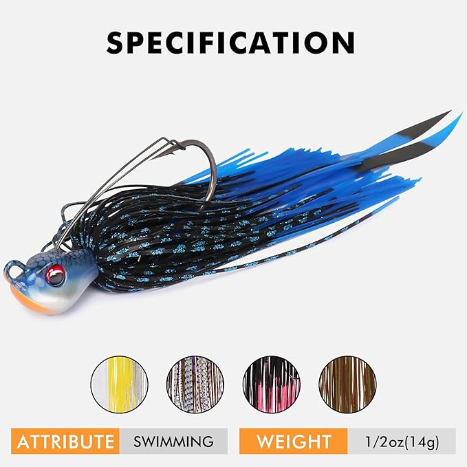 TRUSCEND Fishing Jigs with Ultra Smooth Teflon Hook, Tour Grade Titanium Weed Guard Swim Jigs, Valuable Weedless Skirted Jig, Well-Made Fishing Lures for Crappie Bass Trout, Freshwater Fishing Gear