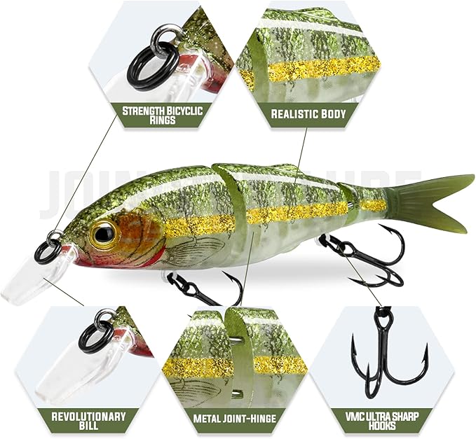 TRUSCEND Swimmax for Freshwater and Saltwater, Lifelike Fishing Lures for Bass Trout Crappie Walleye Pike Bluegill Salmon, Swimbait for Bass, Amazing Fishing Gear Gifts for Family
