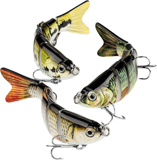 Bass Fishing Lure for Freshwater and Saltwater Lifelike Fishing Lures Multi Jointed Swimbait for Bass Trout Crappie Walleye Pike Fishing Gifts for Men