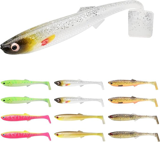 TRUSCEND Easy Catch Soft Lures, Unique Vibrating Swim Action and Trembly Sinking Move for More Bites, Amazing Soft Swimbaits for Family Fishing, Well-Made Fishing Lures for Bass Trout Crappie Walleye