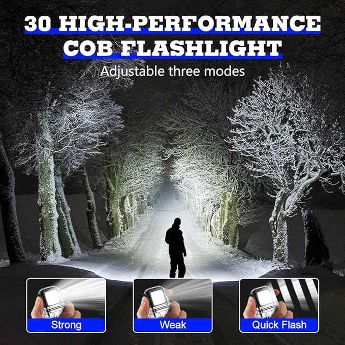 LcFun 2 Pack Waterproof Windproof Torch Lighter Butane Refillable, Electric Dual Arc Plasma Lighter with COB Flashlight and Whistle, Tactical Survival Gear Gadgets for Men for Camping