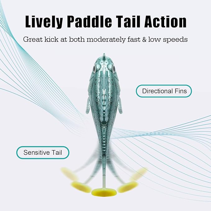 TRUSCEND Easy Catch Soft Lures, Unique Vibrating Swim Action and Trembly Sinking Move for More Bites, Amazing Soft Swimbaits for Family Fishing, Well-Made Fishing Lures for Bass Trout Crappie Walleye
